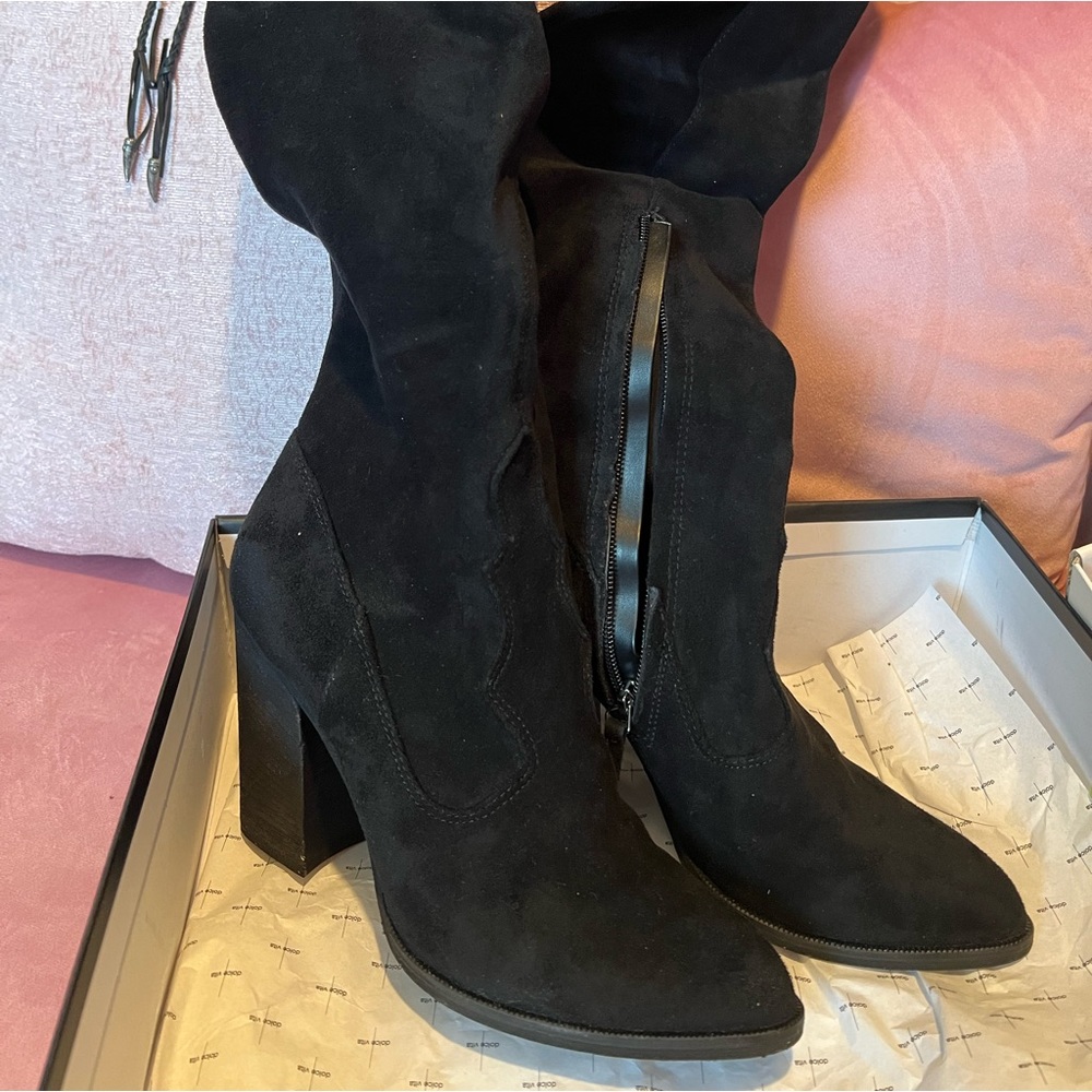 Dolce Vita Knee High Black Leather Boots Size 7 Great Condition!